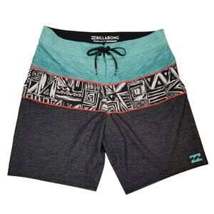 Billabong Platinum X Tribong Men's Board Shorts Swim Trunks Gray Blue Waist 30